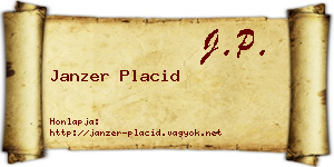 Janzer Placid névjegykártya